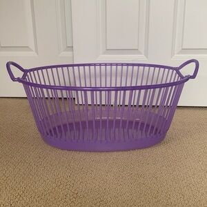 VTG MCM Purple Laundry Basket Retro Mid Century Quality Hard Plastic HTF Handles